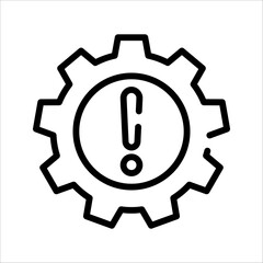 thin line failure icon with broken operational process. concept of repair or maintenance symbol. vector illustration on white background