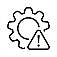 thin line failure icon with broken operational process. concept of repair or maintenance symbol. vector illustration on white background