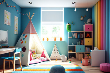 Child s room. Boy's room. Girl's room. Child bedroom. Kids toys. Colorful bedroom. Real estate. Renovation company. Home staging. Daylight