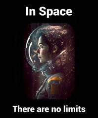 Fototapeta na wymiar Woman In Space. Generative AI. A digital painting of a biomechanical woman wearing a spacesuit.