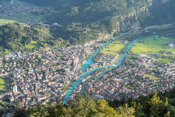Fototapeta na wymiar Aerial view from Harder Kulm, Switzerland