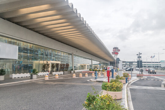 Fiumicino, Italy - December 9, 2022: Terminal 3 of Rome Airport (FCO).