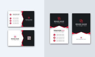 Double-sided Creative and Modern Business Card template. Portrait and landscape orientation. horizontal and vertical layout. Personal visiting card, Futuristic business card design. business card.