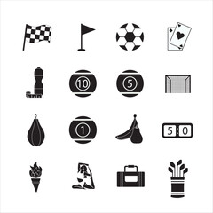 Fototapeta na wymiar Collection of icons with different sports and healthy eating in simple design