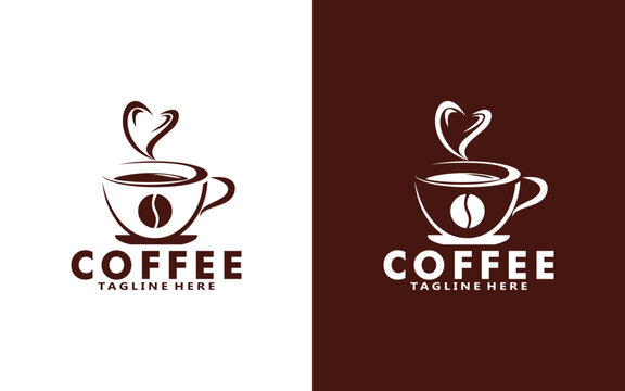 Love Coffee logo design template, Vector coffee logo for coffee shop and and any business related to coffee.