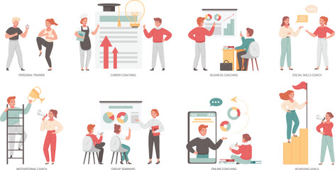 Coaching Flat Icons Set