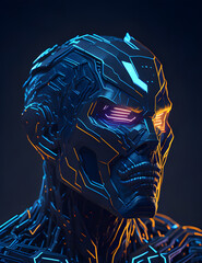 AI K&uuml;nstliche Intelligenz ein blau leuchtender Roboter Kopf