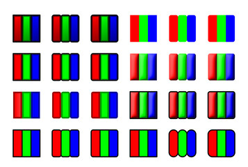 RGB Pixel. Vector RGB Screen. Transparent PNG. No background. 