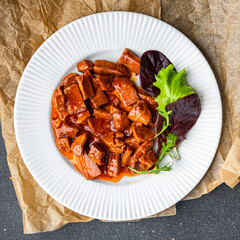 antipasto squid tomato sauce aperitif food seafood salad meal food snack on the table copy space...
