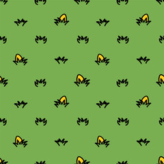 Easter eggs in green grass seamless spring pattern. Wrapping paper background, Easter Cards, banner, textiles, wallpapers vector design