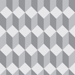 Neutral gray 3D isometric cube vector seamless pattern background. Vertical columns rectangle cubes abstract backdrop. Symmetrical design with geometric shapes. Three dimensional effect for business,