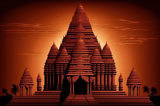 A Beautiful Wallpaper of a Hindu Temple Generative AI