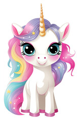 Cartoon cute unicorn on white background
