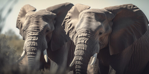 Fototapeta na wymiar African elephant strolling down the jungle Generative AI technology