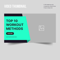 Obraz premium Daily workout plan video thumbnail banner template, fitness body tips cover banner, vector eps 10 file format