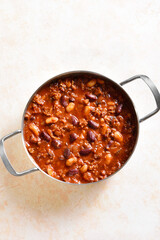 Cowboy beans in cooking pan