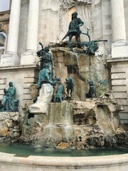 Vertical shot of Fountain of King Matthias on a sunny day, Hungary, Budapest