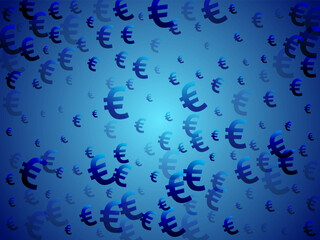Euro blue symbols scatter currency vector design.
