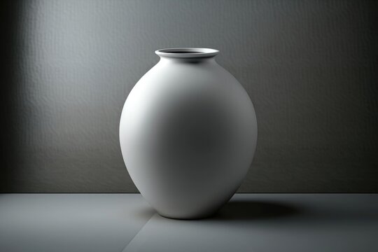 Shiny Gray Background White Vase. Generative AI