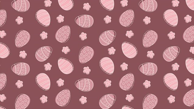 Easter background pattern with easter eggs and flowers on a seamless loop
