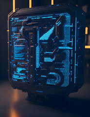 AI Künstliche Intelligenz ein blau leuchtender Chip