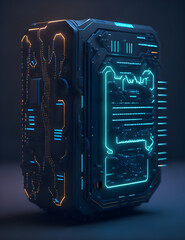 AI Künstliche Intelligenz ein blau leuchtender Chip