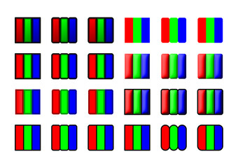RGB Pixel monitor. Vector RGB Screen. Transparent PNG. No background. 