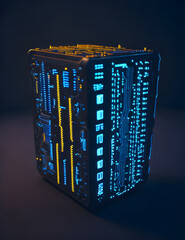 AI Künstliche Intelligenz ein blau leuchtender Chip