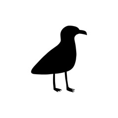 Seagull. Black silhouette. Atlantic seabird. Marine Animal Vector illustration on white background.
