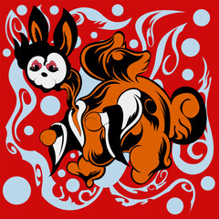 winged rabbit cartoon illustration