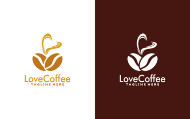 Love Coffee logo design template, Vector coffee logo for coffee shop and and any business related to coffee.