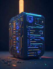 AI Künstliche Intelligenz ein blau leuchtender Chip