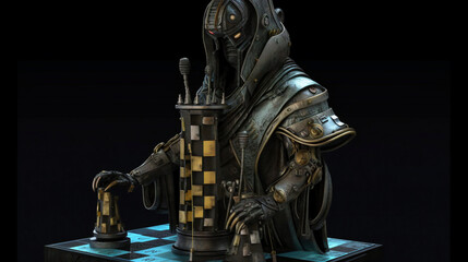 big chess piece against other pieces (ai generated)