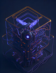 AI Künstliche Intelligenz ein blau leuchtender Chip