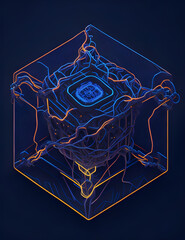 AI Künstliche Intelligenz ein blau leuchtender Chip