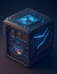 AI Künstliche Intelligenz ein blau leuchtender Chip