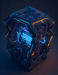 AI Künstliche Intelligenz ein blau leuchtender Chip