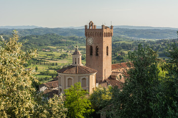 Fototapeta na wymiar San Miniato town panoramic view, bell tower of the Duomo cathedral and countryside. Pisa, Tuscany Italy Europe