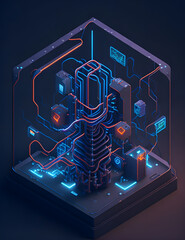 AI Künstliche Intelligenz ein blau leuchtender Chip