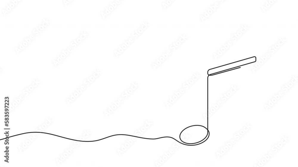 Poster music note of one continuous line drawn. musical note drawing in one line. 4k video animation with a