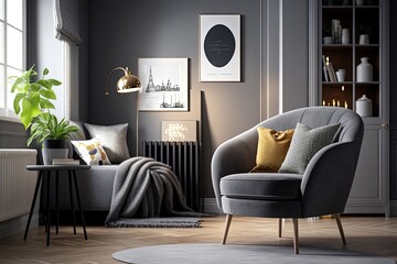 A beautifully decorated relaxation room, designed to create a peaceful and calming atmosphere. Generative AI