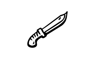 Knife Doodle art illustration with black and white style.