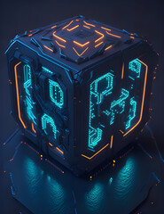 AI Künstliche Intelligenz ein blau leuchtender Chip