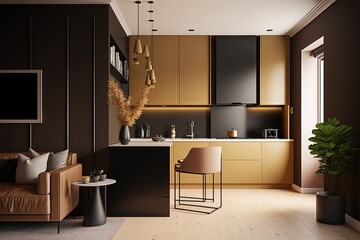 A luxurious kitchen with high-end finishes and premium appliances, designed for gourmet cooking and entertaining. Generative AI