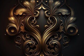 Luxurious frame on a black background, adorned with intricate details and high-quality materials such as gold or silver, AI.