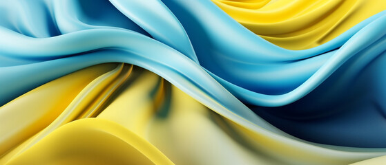 Abstract light Background with 3D wave bright blue and yellow 