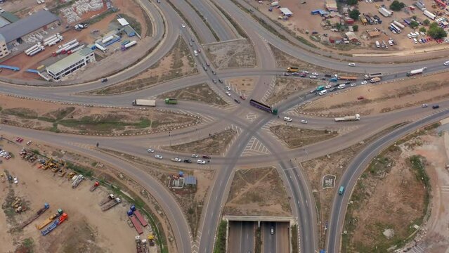 Awesome aerial view of ongoing traffic on the Tema motorway roundabout  5