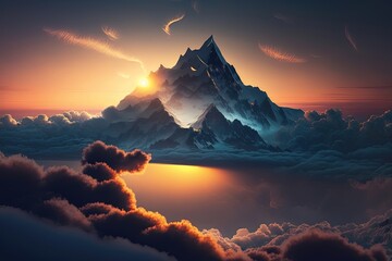 The breathtaking view from the top of a mountain, capturing the grandeur and majesty of nature. Generative AI