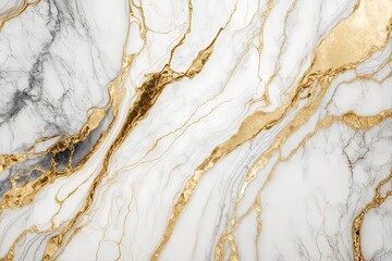 A white and gold marble background with intricate patterns and veins, exuding opulence and sophistication. Generative AI