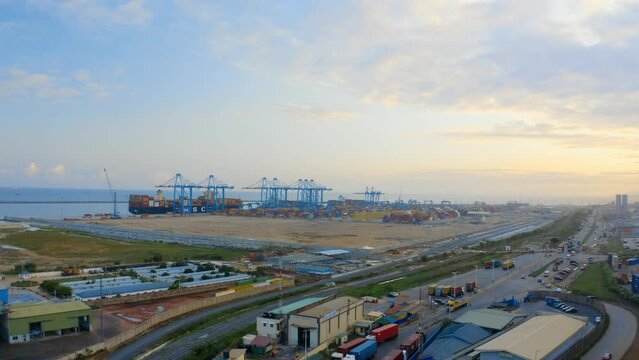 Awesome Sunset at the Tema port in Ghana Africa
